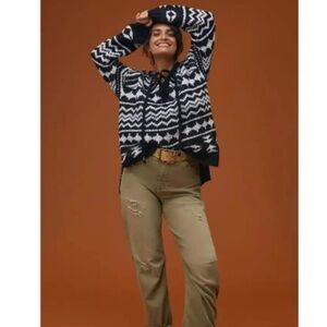 New with tag Anthropologie black & white jacquered sweater sz small